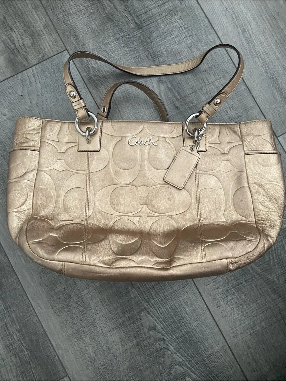 Coach Metallic Rose Gold Signature Bag